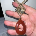 Necklace‎ Vintage Boho Gemstone Carnelian And Gold Tone Toggle Closure Necklace Photo 2