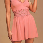 Lulus Lulu’s Take a Moment Lace Cutout Mini Dress Light‎ Pink Small Photo 0