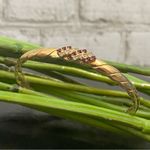 Ruby Vintage Unsigned Gold-tone Twisted Bangle & Clear Stones Bangle Bracelet Photo 4