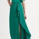 BCBGMAXAZRIA Kendal One Shoulder Ruffle Side Slit Evening Gown Green Size 0 Photo 1