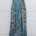 Raga  Akira Tie Strap Maxi Dress Size XS Teal Brown Gold Photo 1