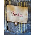 Parker  Blazer Women Small Blue‎ Striped Linen Single Breasted Preppy Career Corp Photo 9