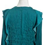 Anthropologie  NWT Pintuck Blouse Women’s Size Small Dark Turquoise Button Top Photo 6
