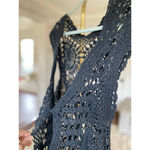 Source Unknown Black Open Crochet Knit Vest Layering Festival Boho Hippie Summer Beach Cowgirl Photo 4