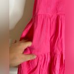 Antonio Melani  Large Pink V Neck Flutter‎ Sleeve A Line Linen Blend Dress CP Photo 4