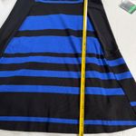 Gabby Skye Sz 8 Blue Black Stripe Elbow Sleeve Fit Flare Stretch Midi Dress Zip Photo 11