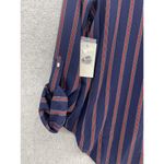 Workshop The  Women's Blouse Tunic Roll Tab Sleeve Blue Striped V Neck Sz Medium Photo 1