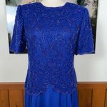 Beautiful Vintage 1980s Brilliante Beaded Mother of the Bride Dress! Blue Size M Photo 2