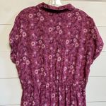 Lucky Brand  Short Sleeve Shirt Dress Purple Berry Floral Cinched Waist: XL NWT Photo 11