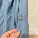 Talbots  Ruffled Chambray Button Down Shirt Womens S Coastal Grandma Western Top Photo 4