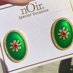 Noir green gold red flower paved studs earrings Photo 0
