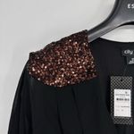 City Chic Black Bronze Sequin Demi Maxi Dress size XS/14 Elbow Flutter Sleeves Photo 5