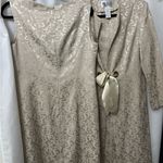 Elegant Cream Brocade Coat whit dress (set)2 Gold Photo 6