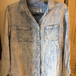 Thread + Supply Tencel Acid Wash Button Down Shirt Size Medium! Blue Photo 0