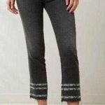 Driftwood Colette Straight Crop Embroidered Snake Print Jeans Washed Black Sz 28 Photo 1
