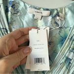 Vince  Floral Crushed‎ Satin Midi Dress Pale Lagoon L Photo 3