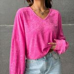 SheIn 🐻 Qutie Floral Jacquard Lantern Sleeve Tee Photo 1