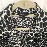 Who What Wear Black & Cream Giraffe Print Short Sleeve Wrap Top Photo 2