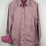 Robert Graham  Pink Gingham Button Up Long Sleeve Flip Cuff Shirt Size L‎ Photo 0