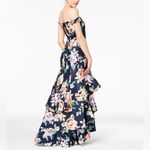 Sequin Hearts  Strapless Navy Floral Dress Photo 1