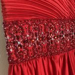 vtg Cameron Blake Dress Womens 10 Red Beaded Evening Gown Formal Prom Strapless Photo 10
