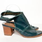 & Other Stories & Other Stories Teal Leather Boho Women Heeled Slingback Sandals Size 40 9 Photo 1