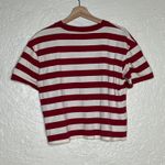 Madewell  Women’s Easy Crop Tee Murph Stripe Crimson Cropped Boxy T-Shirt Small Photo 2