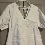 7 For All Mankind  White Puff Sleeve Babydoll Mini Tie Back Dress Large Photo 1