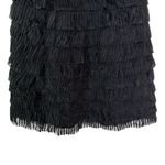 Free People  Black Mesh Pleated Ruffle Tiered Mini Cocktail Party Dress Size 0 Photo 6