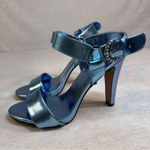 Karl Lagerfeld  PARIS Cieone Blue Metallic High 4in Heel Holiday Party NWT Size 7 Photo 0