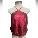 Sunday in Brooklyn Anthropologie Sequined Halter Top, deep red, Size Small NWT Photo 1