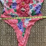 Victoria's Secret Vintage Victoria’s Secret Gold Label One Piece Coral Floral Lingerie Medium Photo 9
