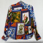 Ecru  Womens Small‎ Button Down Shirt Colorful Tropical Bird Floral Print Photo 8