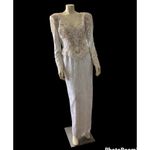 Vintage wedding sequenced dress with detachable skirt & train Ivory gold medium White Photo 14