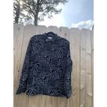 ANNA and FRANK Shirt Women Black grey animal Print‎ Button Up Long Sleeve large Photo 1