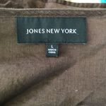 Jones New York New York Jones Top Womens Sz Large L Brown Embroidery Tie Neck Long Sleeve EUC Photo 2