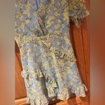 Lost + Wander Blue & Yellow Floral V-Neck Faux Wrap Ruffle Mini Dress Size XS Photo 8