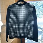 Ivanka Trump  Black White Knit Sweater w/ Fringe on Bottom Hem Size Medium Photo 4