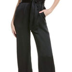 Petal and Pup black satin wide leg faux wrap jumpsuit silky elegant flowy size XS Photo 0