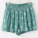 American Eagle  Pastel Green Floral Flowy Elastic Shorts Pockets Small Petite Photo 0