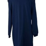 And Now This Medium Sweatshirt Shift Dress Long Sleeve Stretch Navy Blue New Photo 2