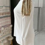 Michael Kors Michael White Gold Chain Mesh Short Sleeves Crew T-Shirt Size Small Photo 2