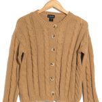 Cotton Emporium NWT Cable Knit Button Front Button coffee brown Cardigan Photo 3