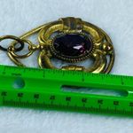 Pendant for Necklace Brass Gold Color Oval Center Stone Purple Color Aged Patina Photo 11