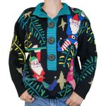 Vintage 90s, Lisa Nichols Christmas Santa Sweater Black Size M Photo 4