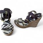 Michael Kors Zebra Print Espadrilles Wedge Ankle Strap High Heels Size: 6 Photo 1