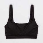 Aerie NWT! Banded Wide Strap Scoop Bikini Top in Solid Black - Size Medium Photo 2