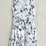 Rebecca Taylor Sleeveless Floral Print Bow Mini Dress Blue White Women's US 2 Photo 2