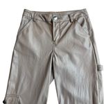 Ci Sono Women’s M Cargo Carpenter Pants Taupe Brown Faux Leather Beige Baddie Photo 2