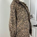 Free People  Womens Brown Leopard Denim Oversized Seize The Day Utility Jacket M Photo 9
